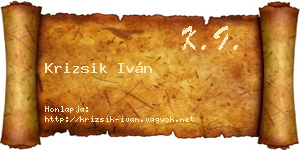 Krizsik Iván névjegykártya
