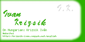 ivan krizsik business card